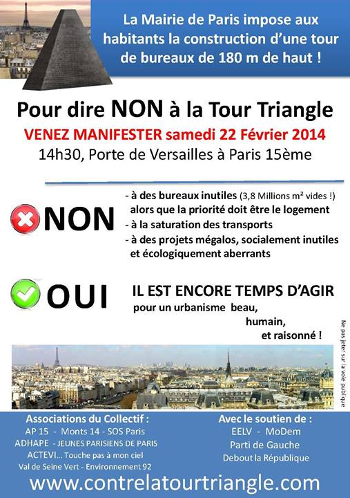 Manifestation-22 février-tour triangle -urbanisme Paris-municipales Paris