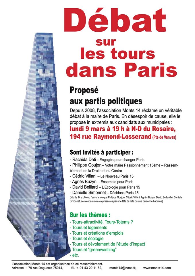 débat sur les tours à Paris  9 mars 2020