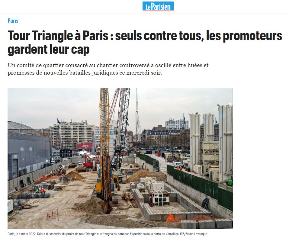 Tour Triangle à Paris - seuls contre tous, les promoteurs gardent leur cap