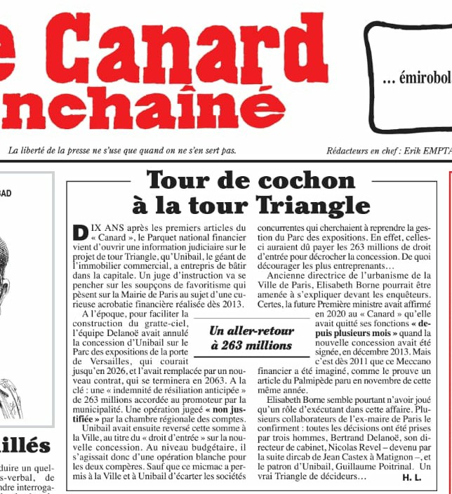 Tour Triangle - Canard Enchaîné - mai 2022